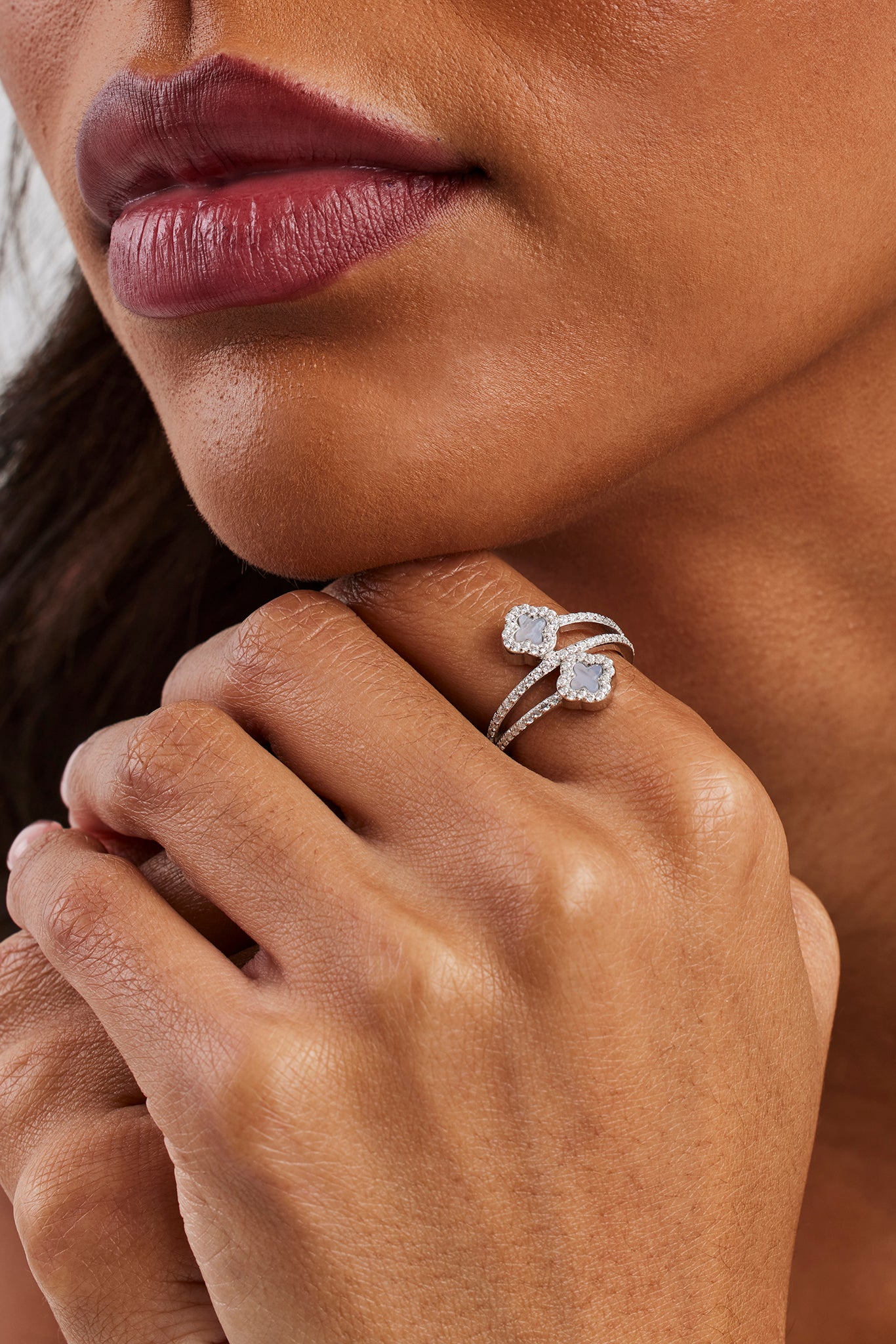 Purple Agate Motif Twist Ring - 15mm